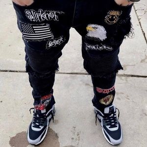 Custom Made Patched Jeans Hand Sewn by Me